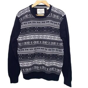 Weatherproof Vintage Fair Isle Sweater Men Medium Black Fair Cotton NWT *